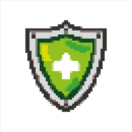 pixel art illustration draw artwork bit design character icon symbol of shield health video gameのイラスト素材