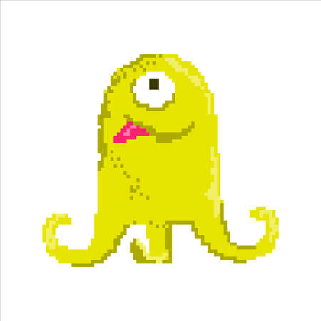 pixel art illustration draw artwork design character icon symbol of alien monster video gameのイラスト素材