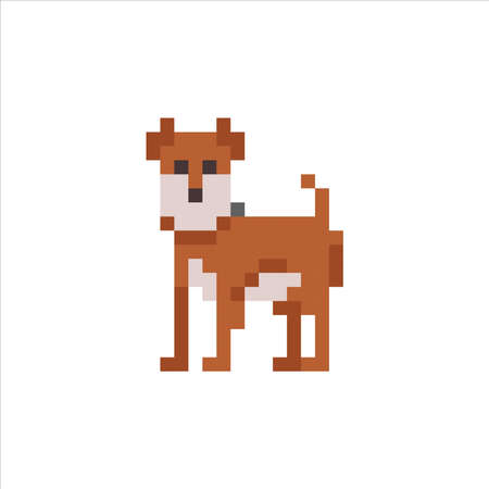 pixel art illustration draw artwork character icon symbol of dog pet animal