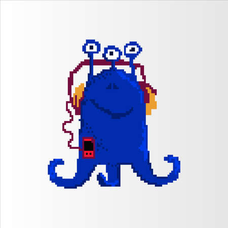 pixel art illustration draw artwork design character icon symbol of alien monster video game