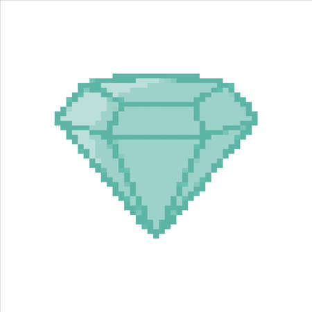 pixel art illustration draw artwork bit design character icon symbol set of  diamond jewelryのイラスト素材