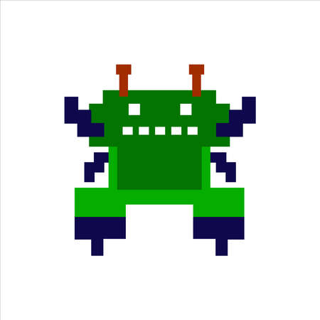 pixel art illustration draw artwork character icon symbol of alien monster insect video gameのイラスト素材