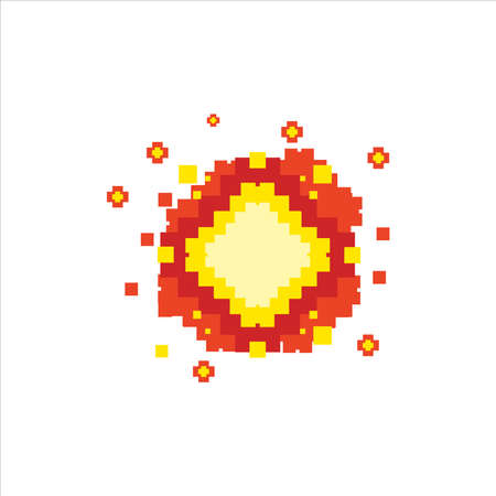 pixel art illustration draw artwork bit design character icon symbol video game of fire bombのイラスト素材
