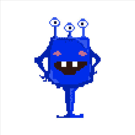 pixel art illustration draw artwork design character icon symbol of alien monster video gameのイラスト素材