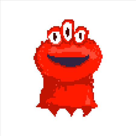 pixel art illustration draw artwork design character icon symbol of alien monster video game