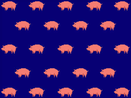 art illustration draw artwork background pixel character icon symbol design concept pattern set of pig animalのイラスト素材