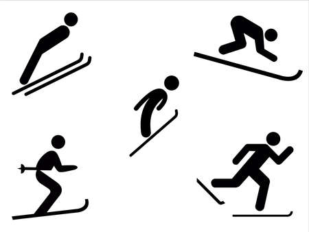art illustration sport icon logo design concept vector silhouette logotype isolated element of ice skatingのイラスト素材