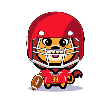 Art illustration symbol mascot character animal design lion costume equipment of football rugbyのイラスト素材