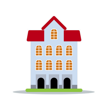 art illustration symbol icon logo building construction design concept of big house build urban city businessのイラスト素材