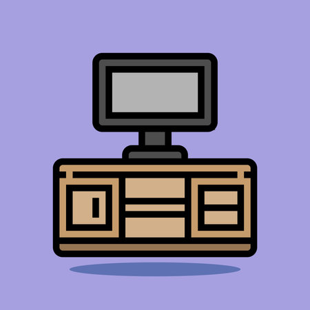 Art illustration symbol icon furniture logo household design of tv television shelfのイラスト素材