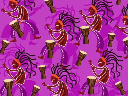 art illustration abstract background pattern seamless icon symbol culture asian of drum player traditional indianのイラスト素材