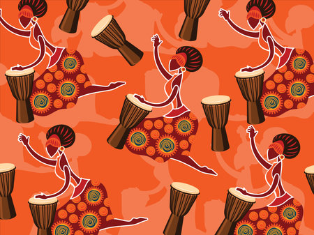 art illustration abstract background pattern seamless icon symbol culture asian of drum player traditional indianのイラスト素材
