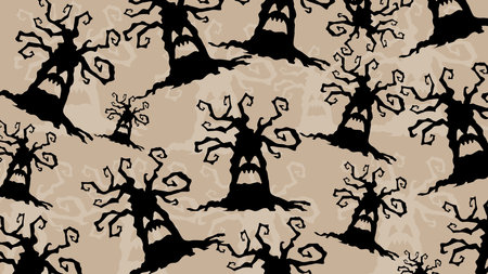 Art illustration background seamless design concept colorful icon symbol logo of tree scareのイラスト素材