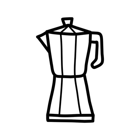 Art illustration symbol flat icon colorful design concept logo of sketch draw coffee moka potのイラスト素材