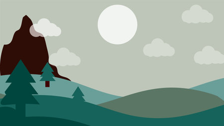 <p>Art illustration landscape view design concept cartoon flat of scenery nature background wallpaper</p>のイラスト素材