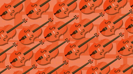 Art illustration background seamless pattern icon logo music tools design concept symbol of violinのイラスト素材