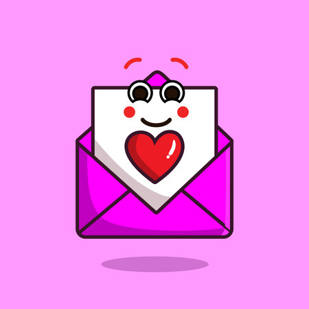 Art illustration icon logo valentine day symbol love romance february design colorful of kawaii heart envelopeのイラスト素材