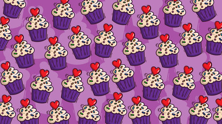 Art illustration icon logo valentine day symbol love romance february design colorful of background heart cup cakeのイラスト素材