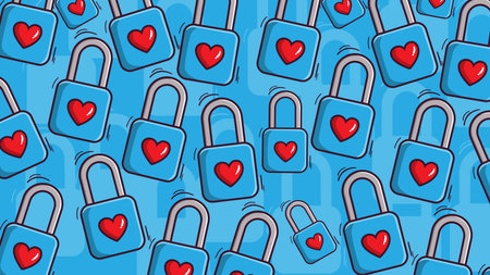 Art illustration icon logo valentine day symbol love romance february design colorful of background heart padlockのイラスト素材