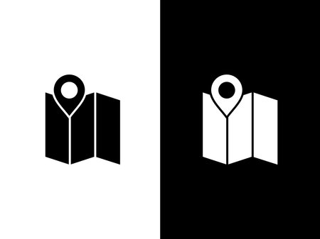 Art illustration design concpet icon black white logo isolated symbol of pin mapsのイラスト素材