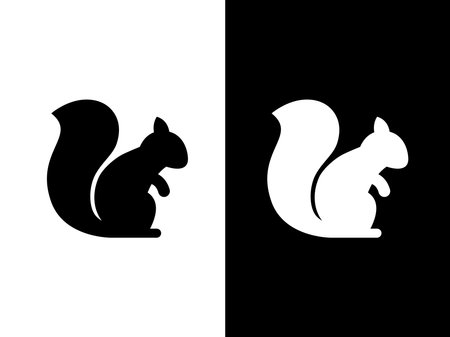 Art illustration design concpet icon black white logo isolated symbol of squirrelのイラスト素材