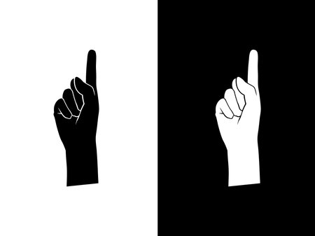 Art illustration design concpet icon black white logo isolated symbol of hand gesture one point fingerのイラスト素材