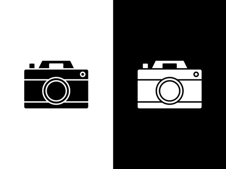 Art illustration design concpet icon black white logo isolated symbol of cameraのイラスト素材