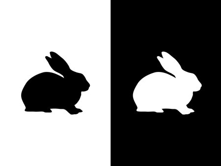 Art illustration design concpet icon black white logo isolated symbol of rabbitのイラスト素材