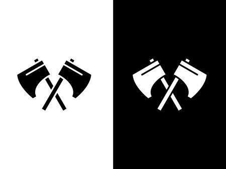 Art illustration design concpet icon black white logo isolated symbol of axeのイラスト素材