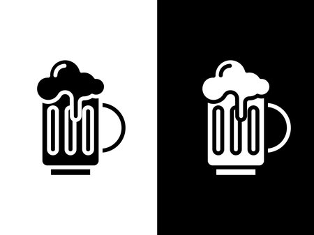 Art illustration design concpet icon black white logo isolated symbol of beerのイラスト素材