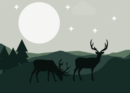 <p>art illustration design concept background landscape icon deer with painting colorful artwork cartoon</p>のイラスト素材