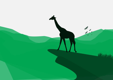art illustration design concept background landscape icon giraffe with painting colorful artwork crystalのイラスト素材