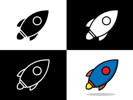 Art illustration design icon with silhouette concept symbol of rocketのイラスト素材