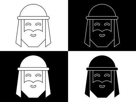 Art illustration design icon with silhouette concept symbol of head arabian menのイラスト素材