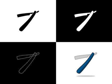 Art illustration design icon with silhouette concept symbol of razorのイラスト素材