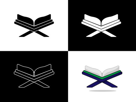 Art illustration design icon with silhouette concept symbol of al quranのイラスト素材