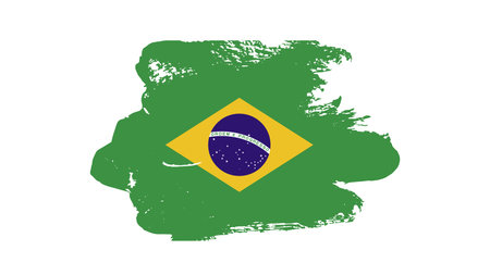 Brazil flag with brush strokes. Vector illustration on a white background.のイラスト素材