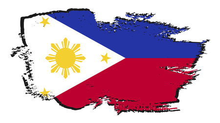 Flag of Philippines in grunge style with brush strokes. Vector illustration.のイラスト素材