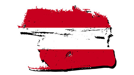 Austria flag in grunge brush stroke. Vector illustration. Grunge effect can be cleaned easily.のイラスト素材