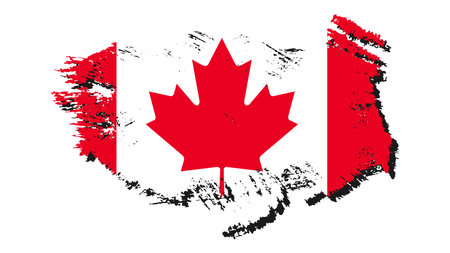 Brushstroke Flag Canada. Hand drawn style illustration with a grunge effect.のイラスト素材