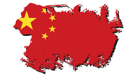 China map flag in grunge style. Vector illustration on white background.のイラスト素材