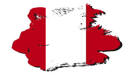 Peru flag in the form of a grunge brush stroke. Vector illustration.のイラスト素材