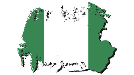 map of Nigeria with Nigerian flag on white background, vector illustration.のイラスト素材