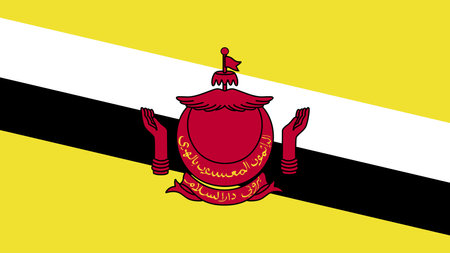 Flag of Brunei Darussalam is a country in Southeast Asia.のイラスト素材
