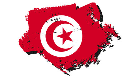Tunisia flag with grunge brush stroke. Vector illustration.のイラスト素材