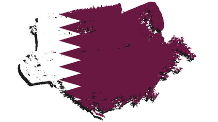 Qatar flag in grunge style. Brush stroke. Vector illustration.のイラスト素材