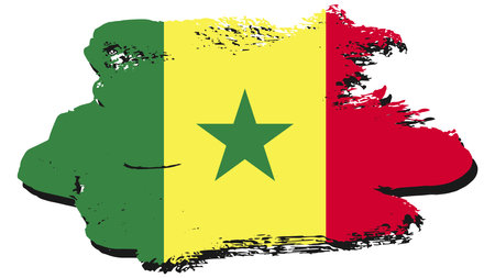 Flag of Senegal in grunge style. Hand drawn vector illustration.のイラスト素材