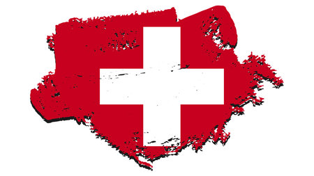 Switzerland flag in grunge style. Vector illustration. Grunge effect can be cleaned easily.のイラスト素材