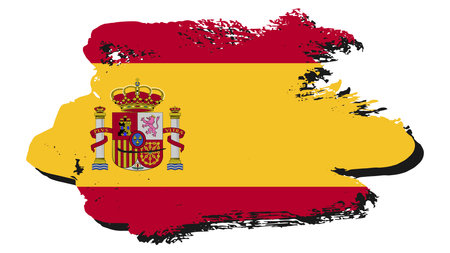 Flag of Spain in grunge style with brush strokes. Vector illustration.のイラスト素材