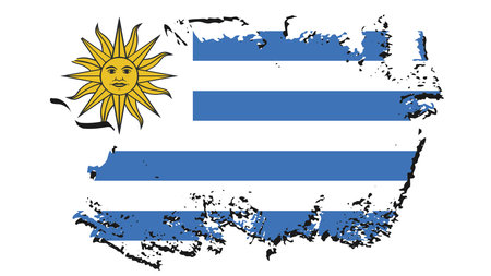 map of uruguay with Uruguayan flag illustration on white backgroundのイラスト素材